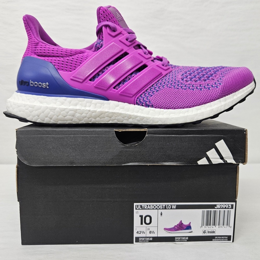 Adidas Ultraboost 1.0 W Running Shoes JR1993 Purple Blue White Women's Size 10